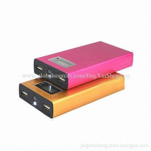 Dual USB external power bank with two USB ports & LED light